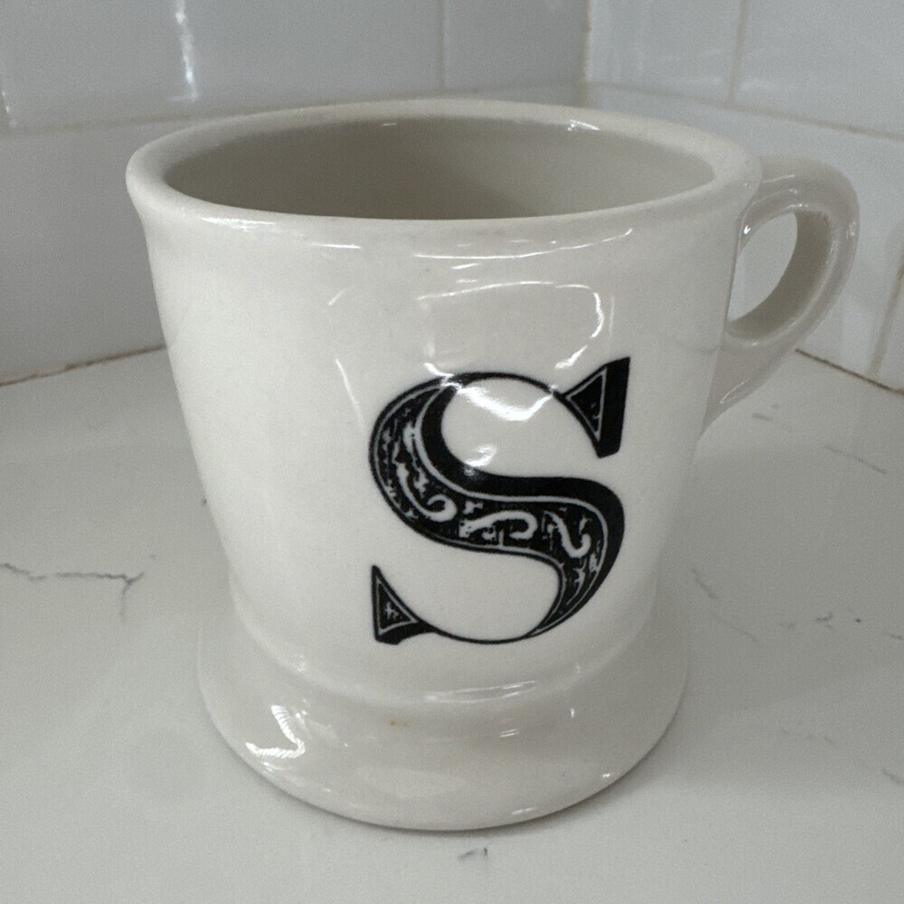 Anthropologie Monogram Initial Coffee Mug Cup White Letter S - Picture 8 of 12
